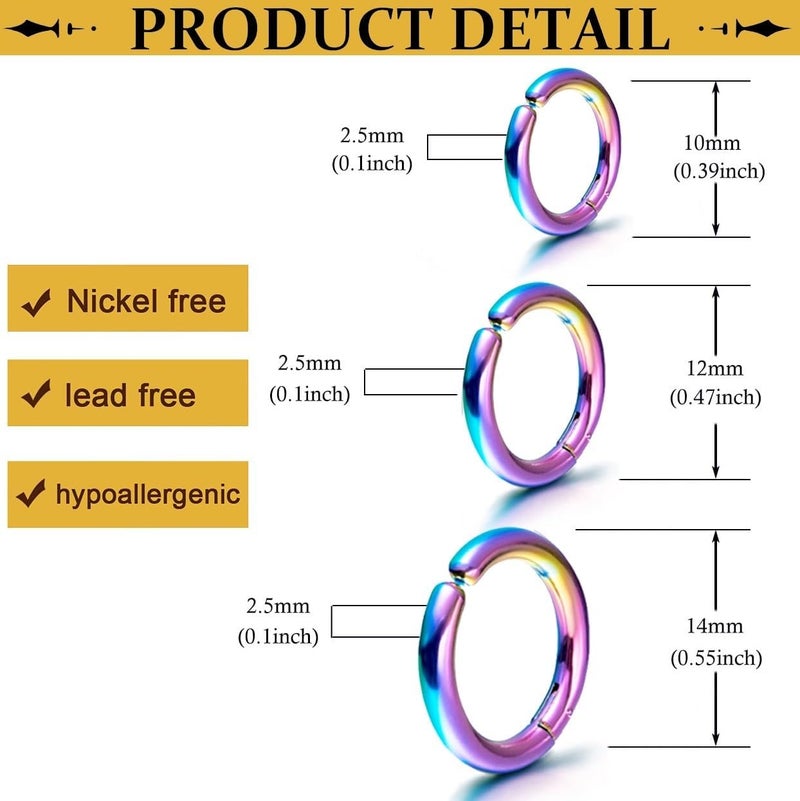 SIISPRI 3 Pairs Clip On Huggie Earrings for Men Women, Unisex Surgical Stainless Steel Hypoallergenic Earrings,Small Hoop Earrings, Polished for Non Pierced Earrings - Image 3